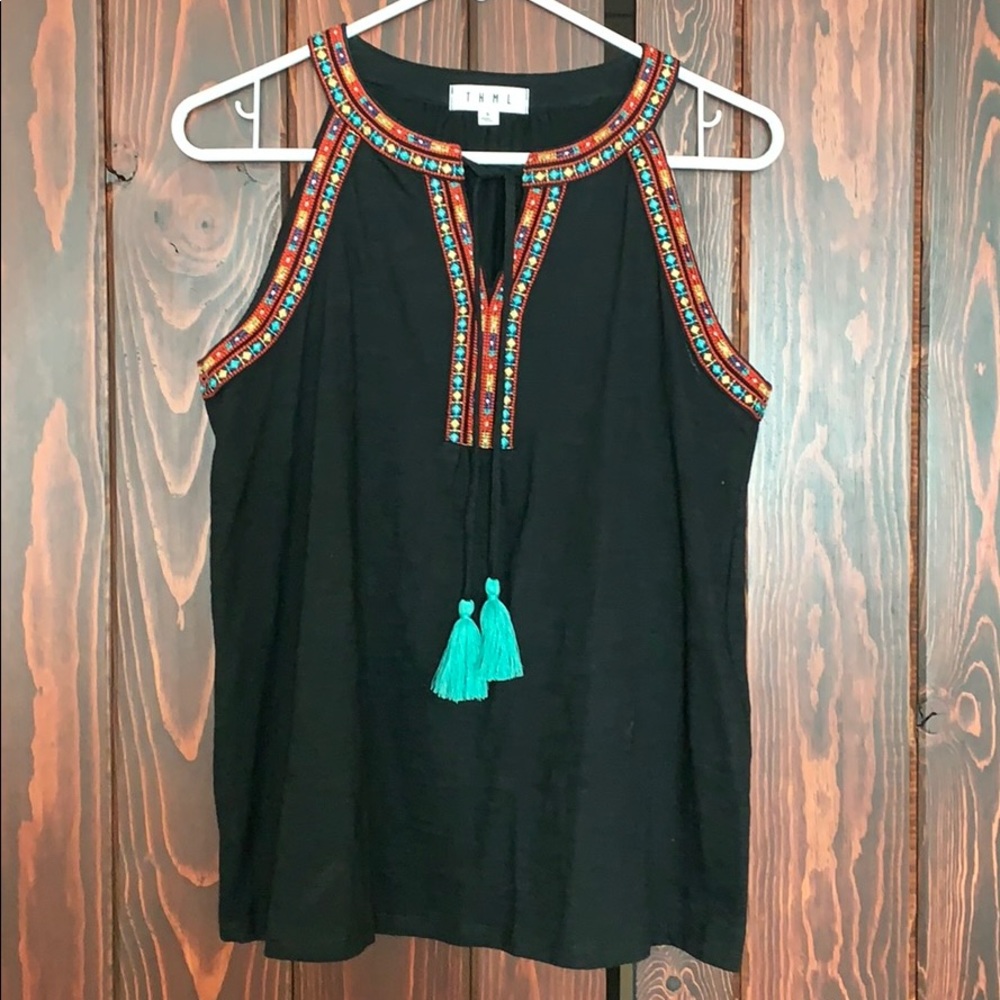 Spanish Style Embroidered Sleeveless Top